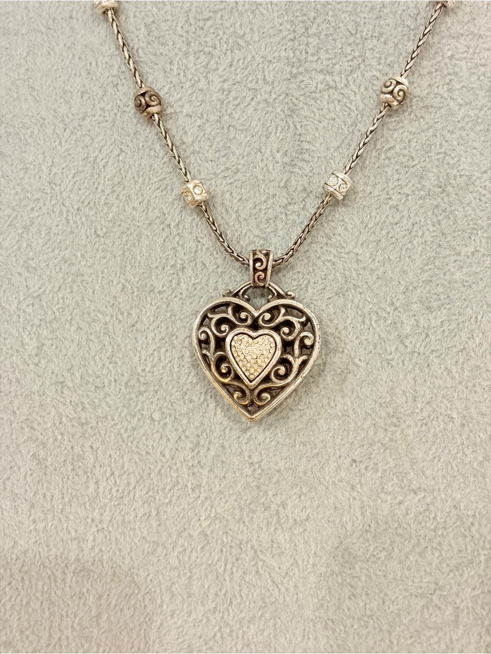 Brighton Reno silver puffy heart necklace